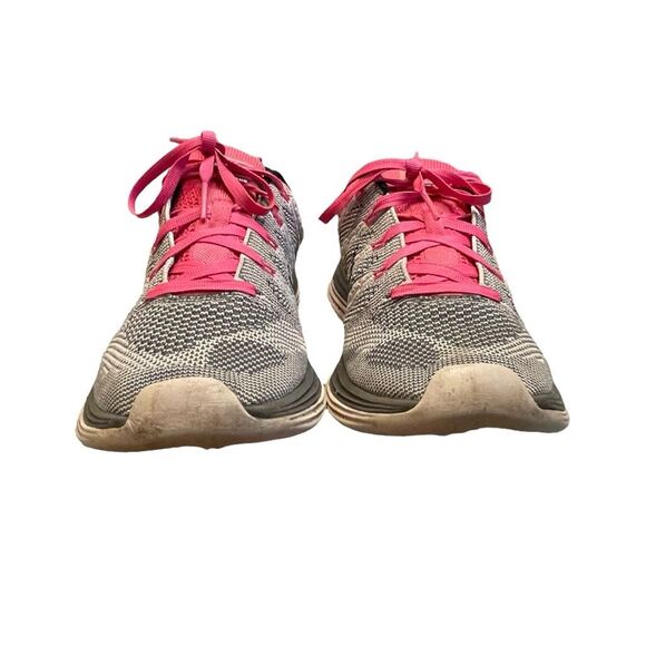 Nike Free Flyknit One Running Shoes Sneakers Grey Pink Athletic Mesh Upper 8 - Picture 4 of 9